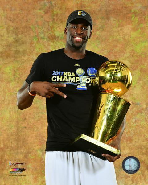 Draymond Green with the 2017 NBA Championship Trophy Game 5 of the 2017 NBA Finals