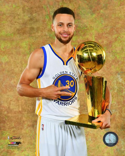 Stephen Curry with the 2017 NBA Championship Trophy Game 5 of the 2017 NBA Finals