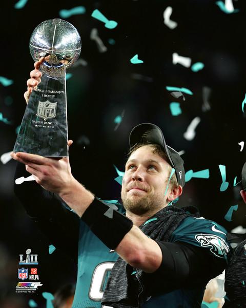 Nick Foles with the Vince Lombardi Trophy Super Bowl LII
