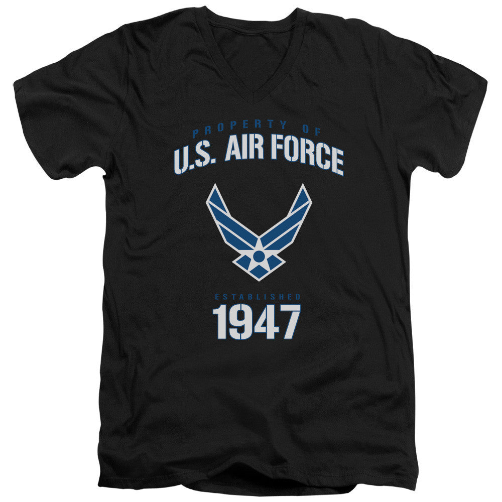 AIR FORCE/PROPERTY OF-S/S ADULT V-NECK 30/1-BLACK-SM T-Shirt - Societee Norms