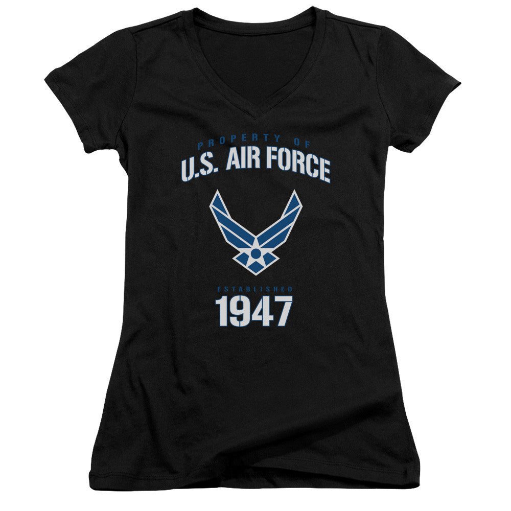 AIR FORCE/PROPERTY OF-JUNIOR V-NECK-BLACK-SM T-Shirt - Societee Norms