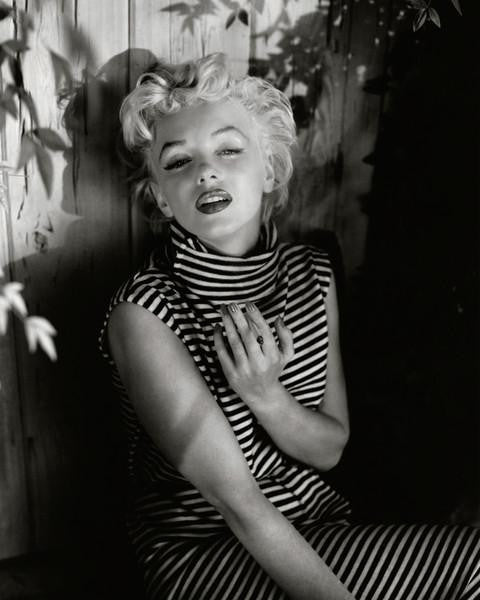 Marilyn Monroe - 1954 (wearing striped dress)  photo